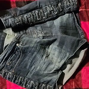 Torrid 22W Jean shorts button-up and side lacing.